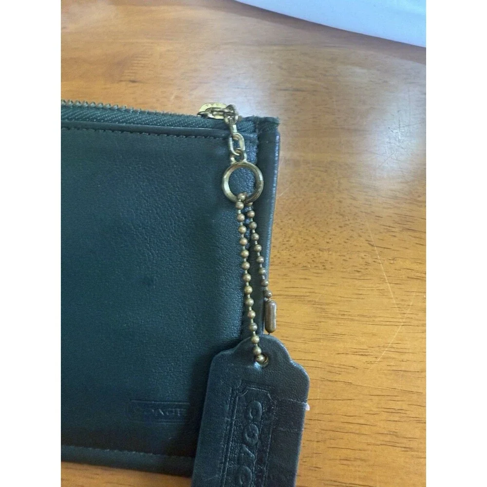 Vintage Coach Skinny Case Olive Green Leather, Cloth Striped Lining 7170 - Picture 5 of 8